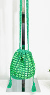 Green Sequin Drawstring Sling Bag